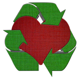 Recycle Logo Heart Fabric Textile Sticker