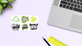 Recycle Sticker Sheet on a Desk (New) example