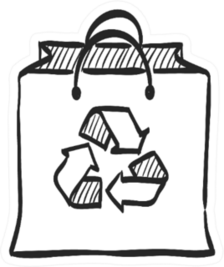 Recycle Symbol Icon In Doodle Sketch Bag Sticker