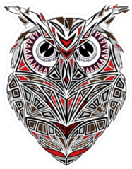 Red and Black Owl Sticker