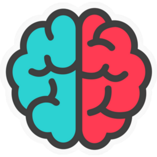 Red and Blue Line Brain Icon Sticker