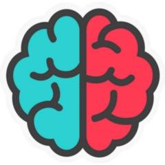 Red and Blue Line Brain Icon Sticker
