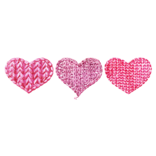 Red And Pink Knitted Hearts Set Sticker