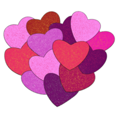 Red and Purple Hearts Layered Valentines Day Sticker