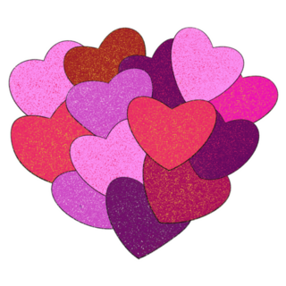 Red and Purple Hearts Layered Valentines Day Sticker