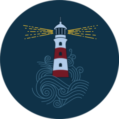 Red And White Lighthouse Among The Waves Of The Sea Sticker