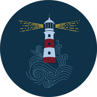 Red And White Lighthouse Among The Waves Of The Sea Sticker