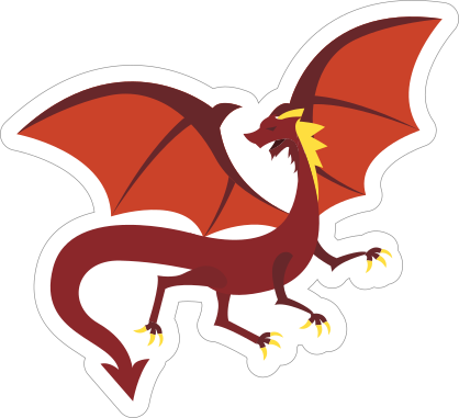 Red and Yellow Dragon with Orange Wings Sticker