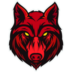 Red Angry Wolf Head Sticker