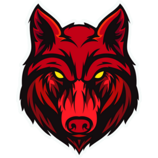 Red Angry Wolf Head Sticker