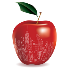 Red Apple New York Skyline Reflection Sticker
