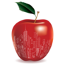 Red Apple New York Skyline Reflection Sticker