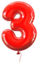 Red Balloon Number 3 Sticker