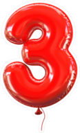 Red Balloon Number 3 Sticker