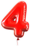 Red Balloon Number 4 Sticker