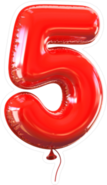 Red Balloon Number 5 Sticker