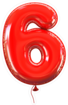 Red Balloon Number 6 Sticker