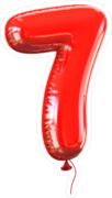 Red Balloon Number 7 Sticker