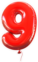 Red Balloon Number 9 Sticker