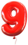 Red Balloon Number 9 Sticker