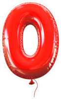 Red Balloon Number Zero Sticker