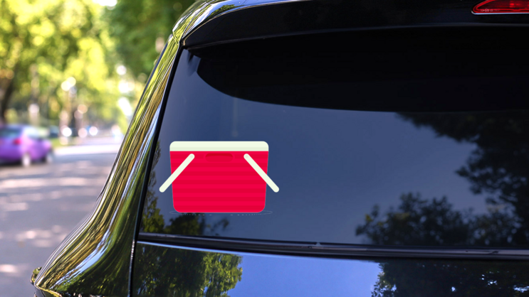 Red Beach Cooler Sticker on a Rear Car Window (New) example