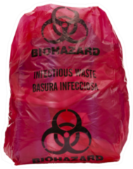 Red Bio-hazard Bag Filled With Medical Waste Sticker