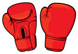 Red Boxing Gloves Cartoon Sticker