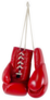 Red Boxing Gloves Hanging Isolated On White Sticker
