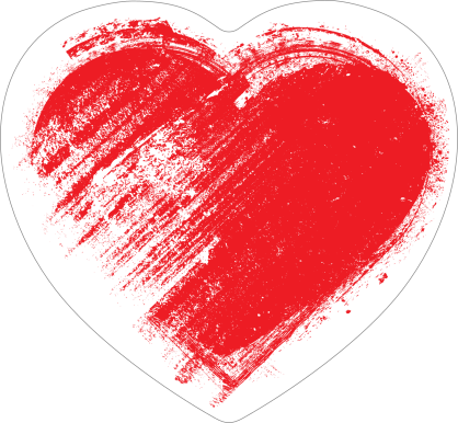 Red Brush Heart Sticker