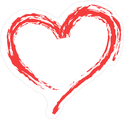Red Brush Stroke Heart Sticker