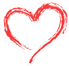 Red Brush Stroke Heart Sticker