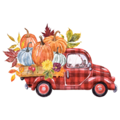 Red Buffalo Plaid Truck With Pumpkins Fall Sticker