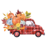 Red Buffalo Plaid Truck With Pumpkins Fall Sticker