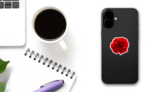 Red Carnation Isolated On White Sticker on a Phone (New) example