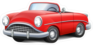 Red Cartoon Convertible Car Sticker