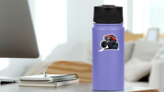 Red Cartoon Monster Truck Sticker on a Water Bottle (New) example
