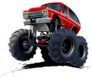 Red Cartoon Monster Truck Sticker