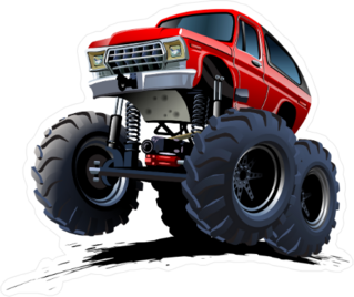 Red Cartoon Monster Truck Sticker