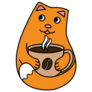 Red Cat Drinks Coffee Sticker