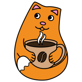 Red Cat Drinks Coffee Sticker