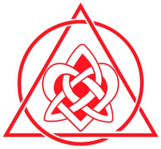Red Celtic Heart Knot In Circle And Triangle Sticker