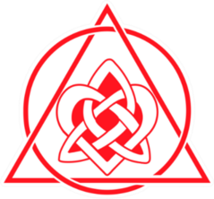 Red Celtic Heart Knot In Circle And Triangle Sticker