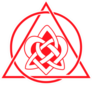 Red Celtic Heart Knot In Circle And Triangle Sticker