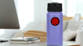 Red Celtic Shamrock Knot In Circle Sticker on a Water Bottle (New) example