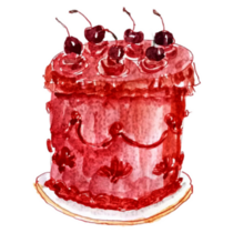 Red Cherry Cake Sticker