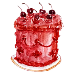Red Cherry Cake Sticker