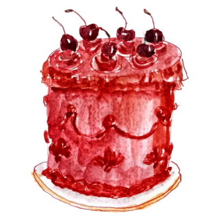 Red Cherry Cake Sticker