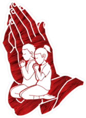 Red Christian Boy And Girl In Prayer Sticker