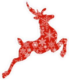 Red Christmas Reindeer And Snowflakes Sticker